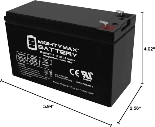 Miniatura 8 de Mighty Max Battery Batería de 12V 7.2AH SLA para Razor E90/Accelerator Series Scooter