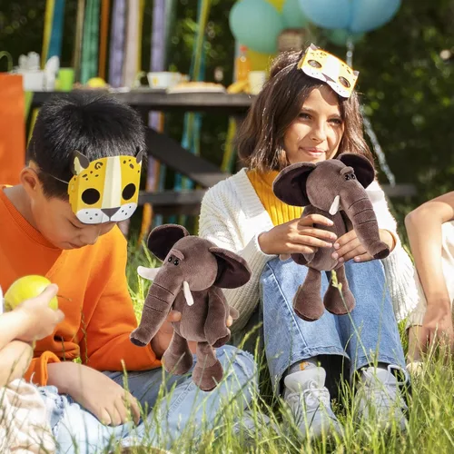 Miniatura 6 de 6 piezas de animales de peluche de safari a granel león, elefante, mono, tigre, animales del zoológico, junble para regalo de niños y niñas, fiestas