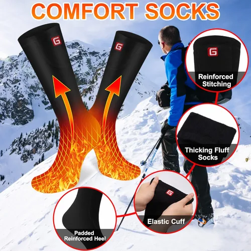 Miniatura 4 de Calcetines con calefacción con batería eléctrica recargable, para mujeres y hombres. Para invierno, esquí, deportes al aire libre. M/L Negro