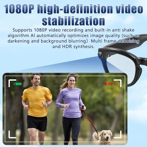 Miniatura 5 de Anteojos inteligentes AI mejorados con cámara de 8MP HD1080P, anteojos de video con cámara y audio - Anteojos de grabación de video con audio