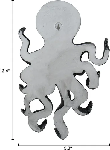 Miniatura 8 de World of Wonders Poseidon Octopus Kraken - Percha de pared de peltre Decoración decorativa náutica de oficina de playa Arte de pared de criatura