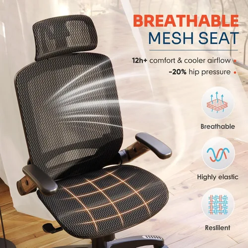 Miniatura 8 de GABRYLLY Silla de Oficina Ergonómica, Silla de Escritorio de Respaldo Alto para el Hogar con Reposacabezas, Brazos Abatibles, Bloqueo de Inclinación