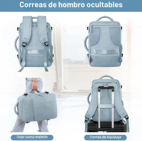 Miniatura 5 de Mochila de Viaje Sinaliy, Azul claro, Grande, Viajes