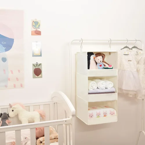 Miniatura 2 de GRANNY SAYS Organizador colgante de 3 estantes, almacenamiento plegable para colgar en el armario, estantes colgantes para armarios y armarios de 3