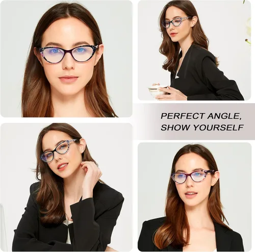 Miniatura 7 de EYEURL Gafas de lectura de ojo de gato para mujer, juego de 2 lentes de lectura con bloqueo de luz azul + 1.5 lentes de calidad para mujer, marco