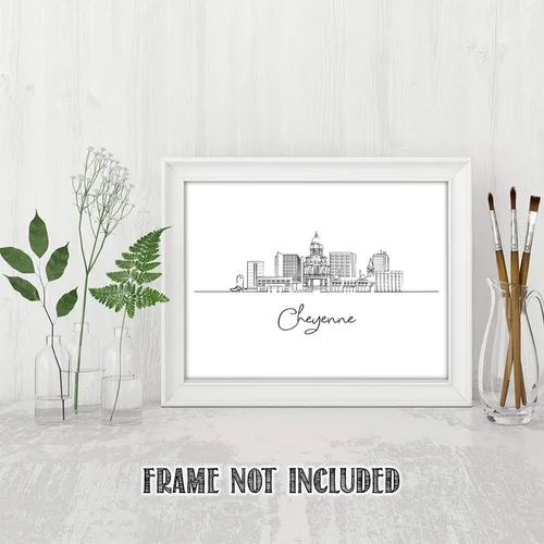 Miniatura 7 de TJ Originals Cheyenne Skyline - Decoración de pared para sala de estar, arte de pared en blanco y negro, imágenes artísticas de línea estadounidense