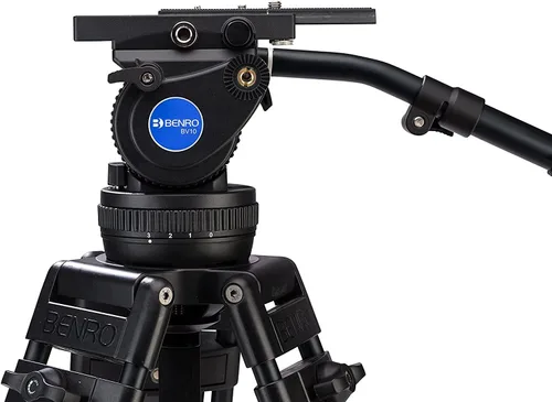 Miniatura 3 de Benro BV10 Kit de trípode de aluminio de doble pierna con cabezal fluido de video profesional - nivelación de cuenco de 3.937 in, placa de cámara