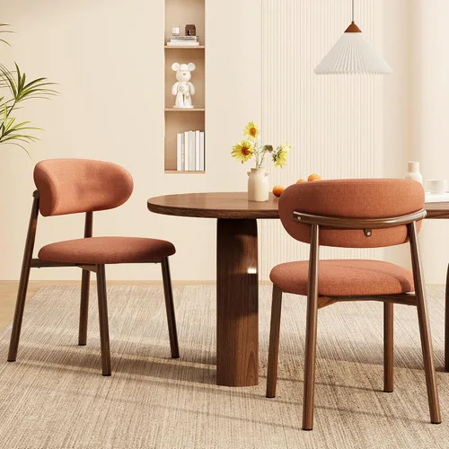 Miniatura 8 de Juego de 2 sillas de comedor para cocina, tapizadas, modernas, de cuero, original/beige