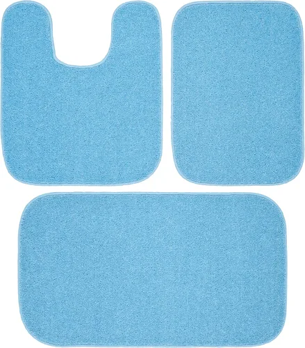 Miniatura 118 de Garland Rug Gramercy - Alfombra de baño rectangular lavable de polipropileno de felpa de 20 x 34 pulgadas, color azul lavabo, suave, absorbente