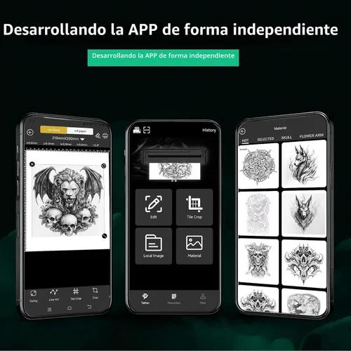 Miniatura 6 de Máquina de impresión de plantillas de tatuajes para tatuajes, impresora térmica portátil Bluetooth de transferencia de tatuajes para artistas