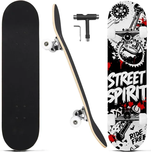 Miniatura 12 de Patinetas para principiantes, adultos, jóvenes, adolescentes, niños o niñas, de 31 x 8 pulgadas, patinetas completas de 7 capas de madera de arce