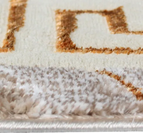 Miniatura 5 de Alfombra abstracta moderna de mármol de 5 x 7 Pila mediana antideslizante y duradera Bordes dorados con respaldo de cuero Mejor alfombra
