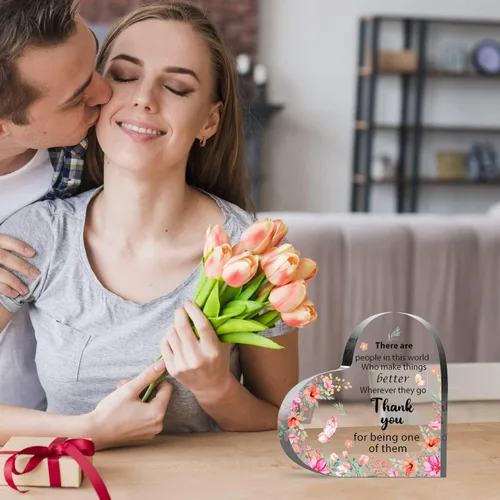 Miniatura 3 de Regalos de Apreciación para Mujeres, Recuerdo de Corazón de Acrílico, Regalos Inspiracionales para Jefa de Colega, Regalos de Despedida de Oficina