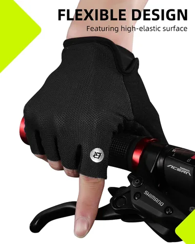 Miniatura 4 de ROCKBROS Guantes de ciclismo para hombres y mujeres - Guantes de bicicleta transpirables - Guantes de medio dedo para ciclismo diario