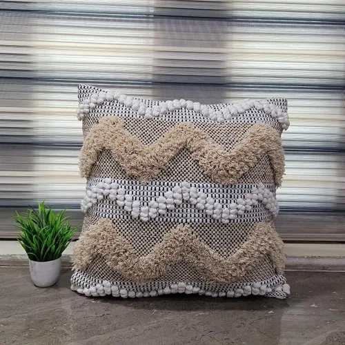 Miniatura 5 de Trade Star Funda de almohada Kilim de 100% algodón, estilo bohemio, copetudo, funda de almohada del suroeste, funda de cojín decorativa tejida a