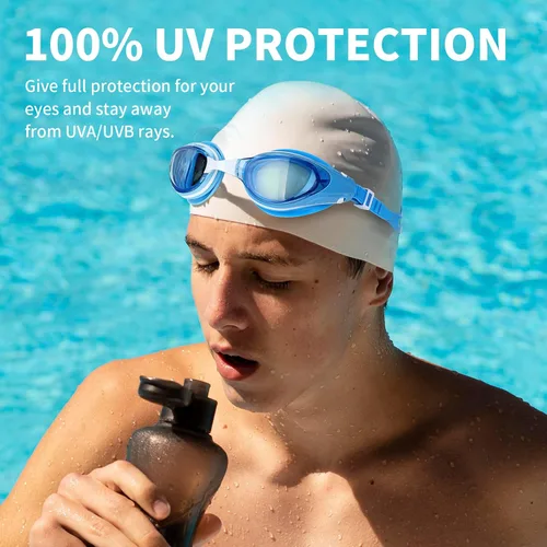 Miniatura 7 de WAVE Gafas de natación miope, gafas de natación miopes para adultos y jóvenes, marco de silicona cómodo con protección UV antivaho Azul Aqua