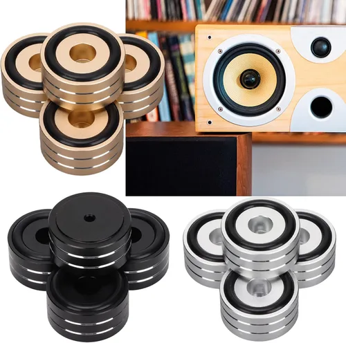 Miniatura 9 de Yunseity 4 piezas de altavoces de 1.575 x 0.787 in, soportes de aislamiento de pies con anillos de goma antideslizantes, soportes de picos