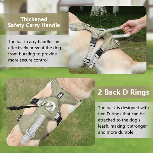 Miniatura 3 de FEimaX Arnés para perro sin tirones, chaleco acolchado suave para perro con 3 clips para la correa y asa de fácil control, reflectante ajustable sin