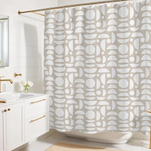 Miniatura 15 de Cortina de ducha con estampado floral coral oscuro - Patrón de flores negras moderno melancólico - Decoración moderna para el hogar - Cortina