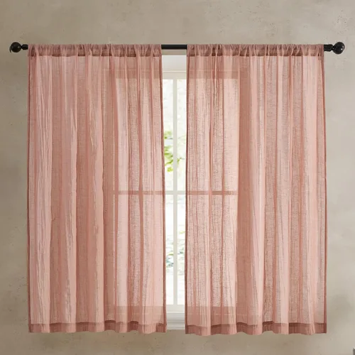 Miniatura 19 de French Connection - Cortina para ventana, juego de 2 paneles, semitransparente, decoración moderna del hogar, cortinas para sala de estar, comedor