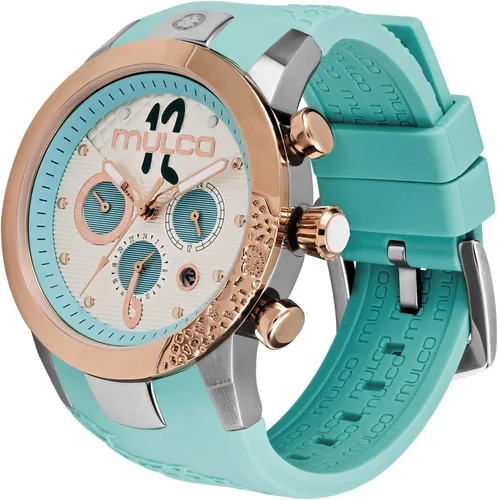 Miniatura 2 de MULCO Ilusion - Reloj analógico de cuarzo para mujer, detalles de cristal y oro rosa con acabado de perla, resistente al agua, correa de silicona