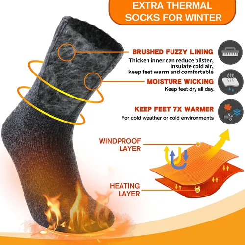 Miniatura 3 de 3 pares de calcetines térmicos cálidos para mujeres y hombres, calcetines de esquí de invierno con aislamiento para botas gruesas para clima frío