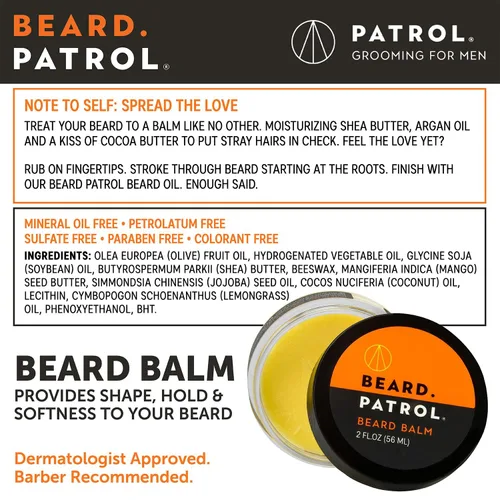 Miniatura 2 de Bump Patrol Beard Patrol - Bálsamo para barba para hombres, suavizante y domador de bigotes con aceite de argán, manteca de karité y cacao, suaviza