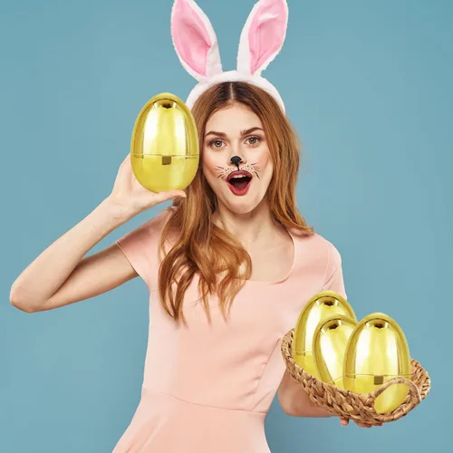 Miniatura 3 de Chochkees Huevos de Pascua dorados jumbo de 6 pulgadas, paquete de 12 unidades, oro metálico, premio de cesta de golosinas, huevos, 6 pulgadas
