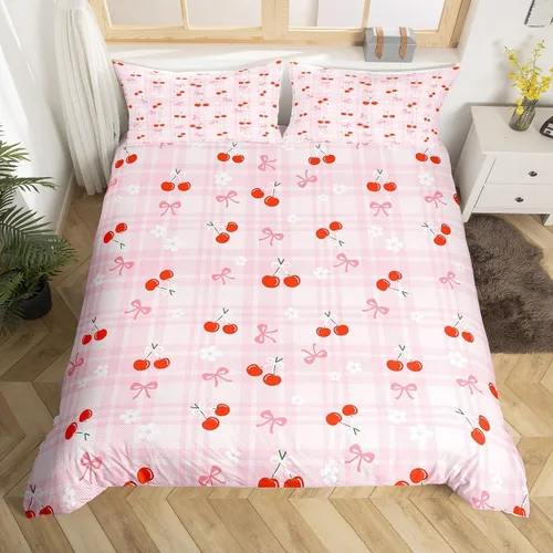 Miniatura 44 de Juego de funda de edredón con lazo de dibujos animados para niños, tamaño individual, juego de ropa de cama de mariquita, escarabajo, insecto