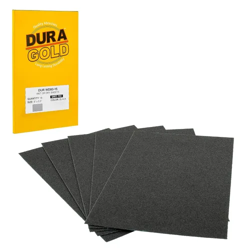 Miniatura 16 de Dura-Gold Hojas de papel de lija húmedas o secas de 5-1/2 x 9 pulgadas, variedad de grano 150, 220, 320, 400, 600 (5 cada una, 25 en total) - Lijado