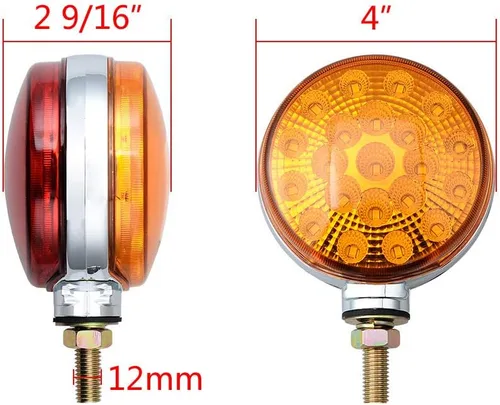 Miniatura 3 de 4 piezas de luces de parada y cola redondas de doble cara con 42 LED, rojas, y lámpara de estacionamiento y señal de giro trasera ámbar, compatibles
