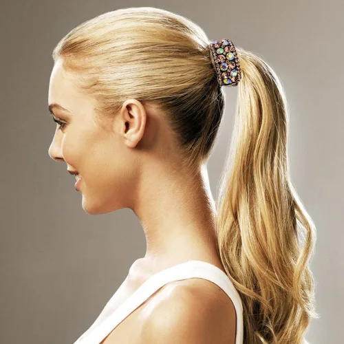 Miniatura 3 de Paquete de 4 pinzas para el cabello con diamantes de imitación para cola de caballo alta, pinzas antideslizantes con diamantes de imitación