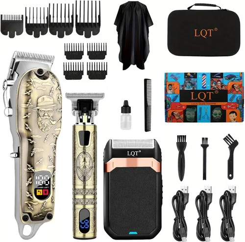 Miniatura 8 de Juego de cortapelos profesional para hombres, afeitadora eléctrica, maquinilla de afeitar inalámbrica, cortadora de pelo, cortadora de barba, kit