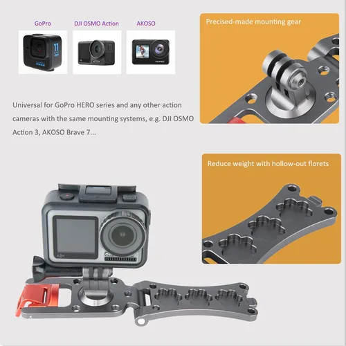 Miniatura 2 de NICEYRIG Correa de mochila de aluminio para GoPro Hero 11/10/9/8/7, DJI OSMO Action 3 [Versión mejorada] con abrazadera de rango amplio de 3mm