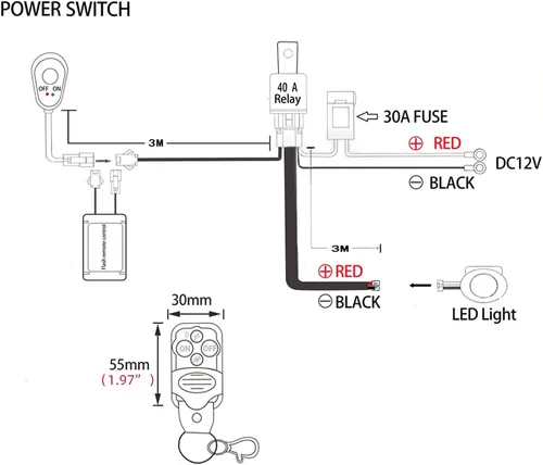 Miniatura 2 de Barra de luces LED de trabajo, kit de arnés de cableado remoto, 1 cable DC12V 40A, luces LED, interruptor de arnés de cableado remoto, relé de cable