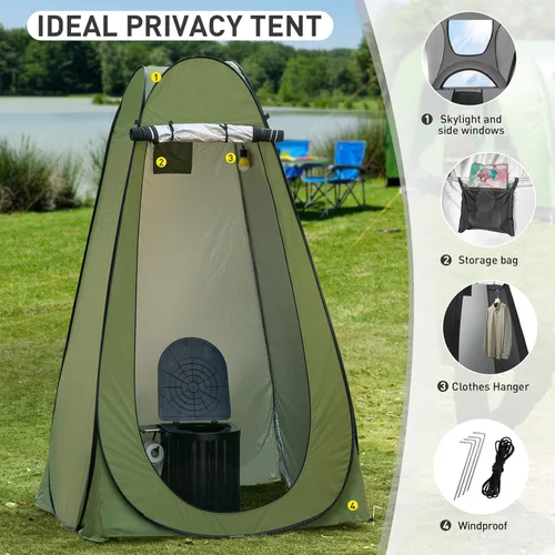 Miniatura 3 de Portable Camping Toilet with Pop-Up Privacy Tent, 12-inch Toilet Seat, Outdoor Portable Folding Toilet Potty for Adults Load Capacity of 400 Lbs