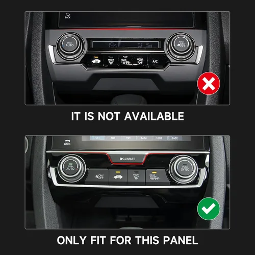 Miniatura 4 de Calcomanías de panel de consola central de aire acondicionado para Honda Civic 2016-2021, accesorios de 10ª generación, calcomanías de fibra