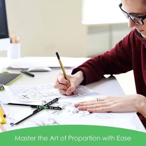Miniatura 2 de Herramienta de dibujo para artistas, divisor de escala de 10 pulgadas para artistas, estudiantes de dibujo, arquitectos, diseñadores con funda