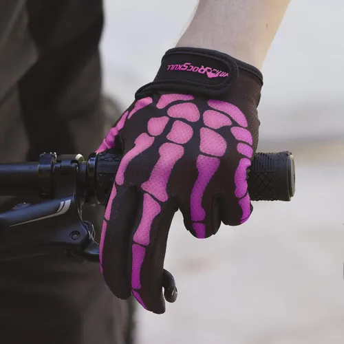 Miniatura 8 de RocRide Guantes de ciclismo con diseño de esqueleto, acolchados, dedos completos, para carretera, montaña, BMX, unisex, para hombres, mujeres
