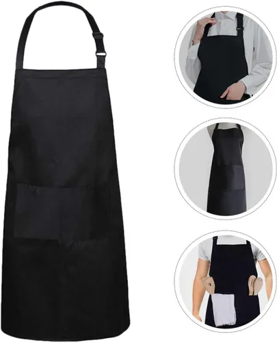 Miniatura 7 de UPKOCH 2pcs Black Kitchen Aprons for Men and Women, Multi-functional Cooking and Bbq Work Apron with Adjustable Straps, 70x75cm Food Service