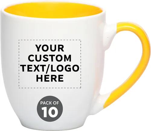 Miniatura 8 de Juego de 1 tazas de café grandes estilo bistro personalizadas de 16 onzas, paquete personalizado a granel, perfectas para café, té, expreso, cacao