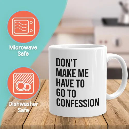 Miniatura 2 de Taza de café católica de Bubble Hugs de 11 onzas, Don't Make Me Have to Go to Confession, divertida Biblia católica, sarcasmo, sacerdote, pastor