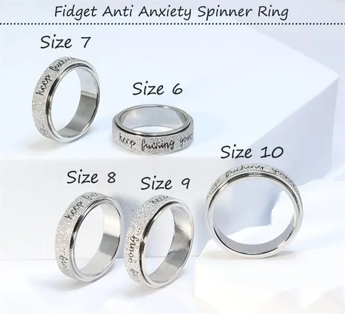 Miniatura 5 de Renkovte Anxiety Ring for Women MenSpinner Rings for Anxiety Women Stress ReliefKeep Going Fidget Rings Cool Ring Titanium SteelSize 6-10mm