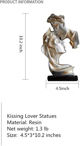 Miniatura 3 de Las estatuas de los amantes de los besos, regalo de boda adecuado, para armario de escritorio, decoración del hogar, altura 10.2 pulgadas (champán)
