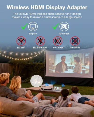 Miniatura 2 de Adaptador de pantalla HDMI inalámbrico, cable HDMI inalámbrico para AirPlay/Miracast a 1080P HDTV de pantalla grande, adaptador de dongle de espejo