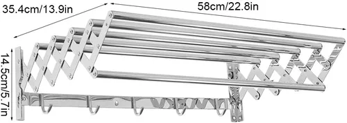 Miniatura 3 de Stainless Steel Retractable Towel Rack Bathroom Organizer Home Hotel Use
