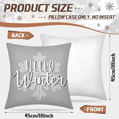 Miniatura 2 de Peryiter 9 fundas de almohada de invierno de 18 x 18 pulgadas, con árboles de Navidad, camión, corona, color blanco, fundas de almohada de Navidad