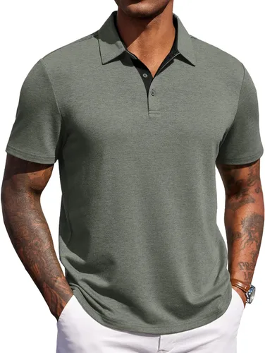 Miniatura 16 de COOFANDY Camisas polo de manga corta para hombre, estilo casual, de verano, cuello clásico, para golf