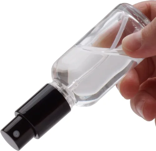 Miniatura 8 de YIZHAO Botellas de vidrio transparente de 1 oz, con pequeño aerosol de niebla fina, tapa de metal, recargable para aceite esencial, viajes