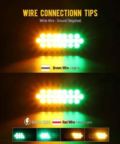 Miniatura 3 de Partsam 2 luces estroboscópicas ovaladas ámbar/verde de 6.5 pulgadas, 24 LED empotradas con patrones de flash cuádruple para remolque, luces